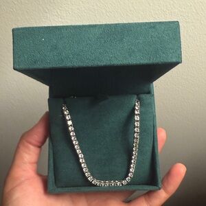 NYC Sterling Tennis Necklace. 3mm Round CZ Tennis Necklace with box